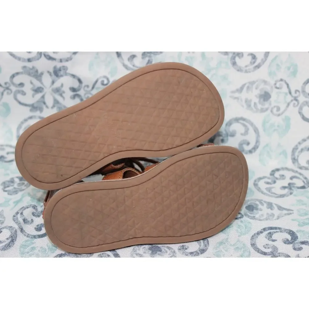 OshKosh B'gosh Girls Brown Sandals With Star Tie‎ Up Straps Size Toddler 9